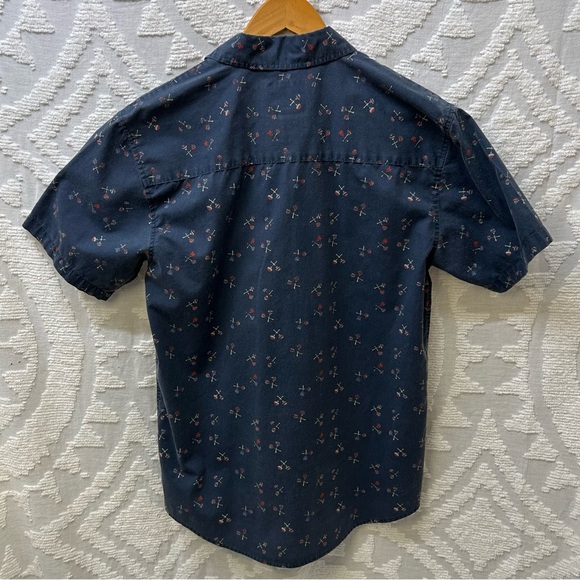 Shouthouse Navy Blue Maraca Print Short Sleeve Button Down Shirt - Picture 5 of 5